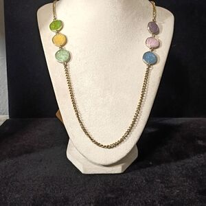 Source Unknown Gold Necklace with Multicolor Stones